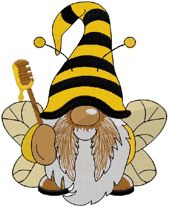 Bee Gnome -  embroidery design