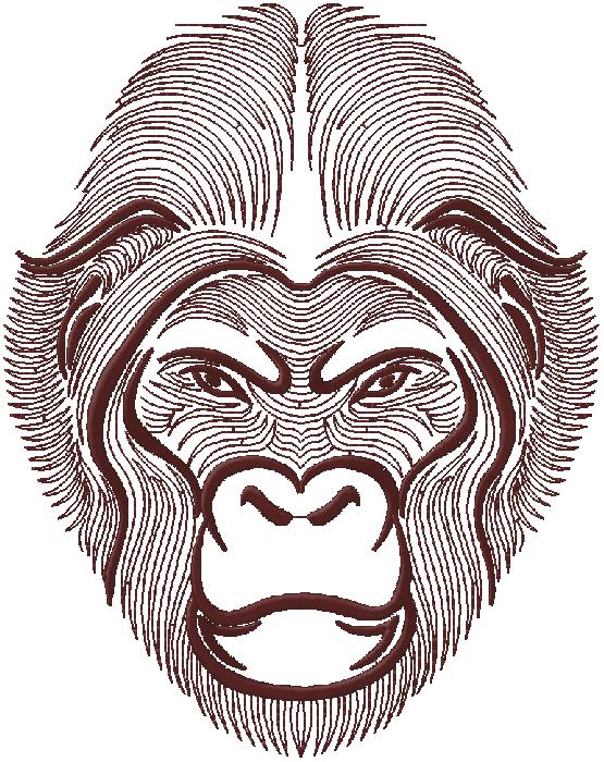 Gorilla face Embroidery Design