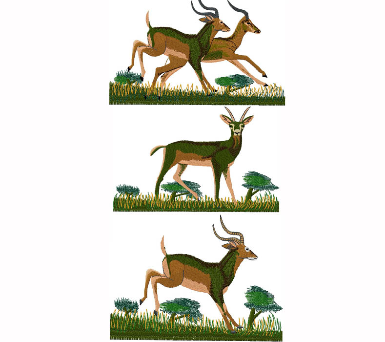 Three deers embroidery designs from one file