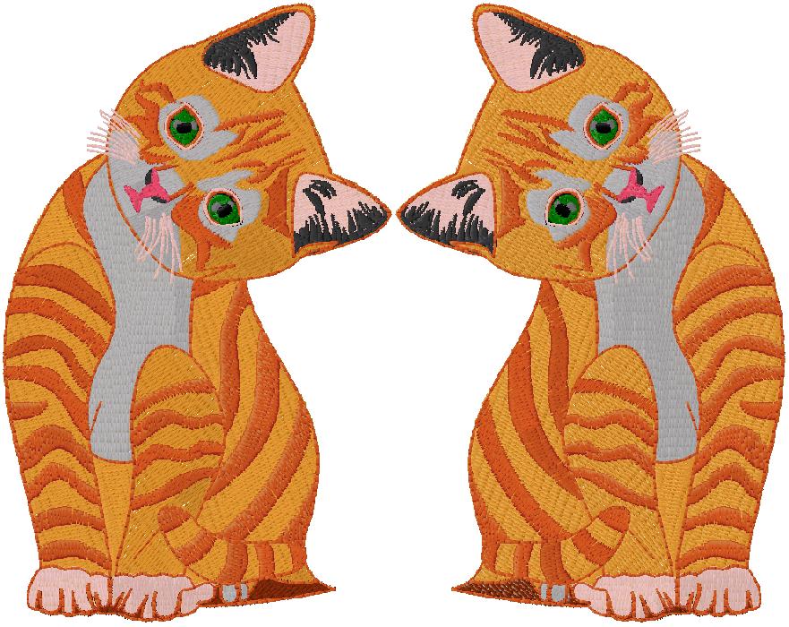 wonderful cats embroidery design