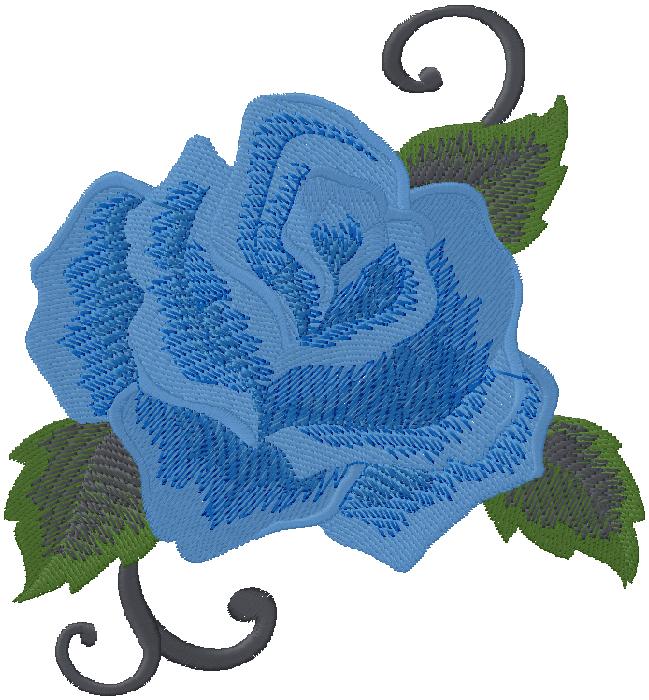 Blue floral embroidery design