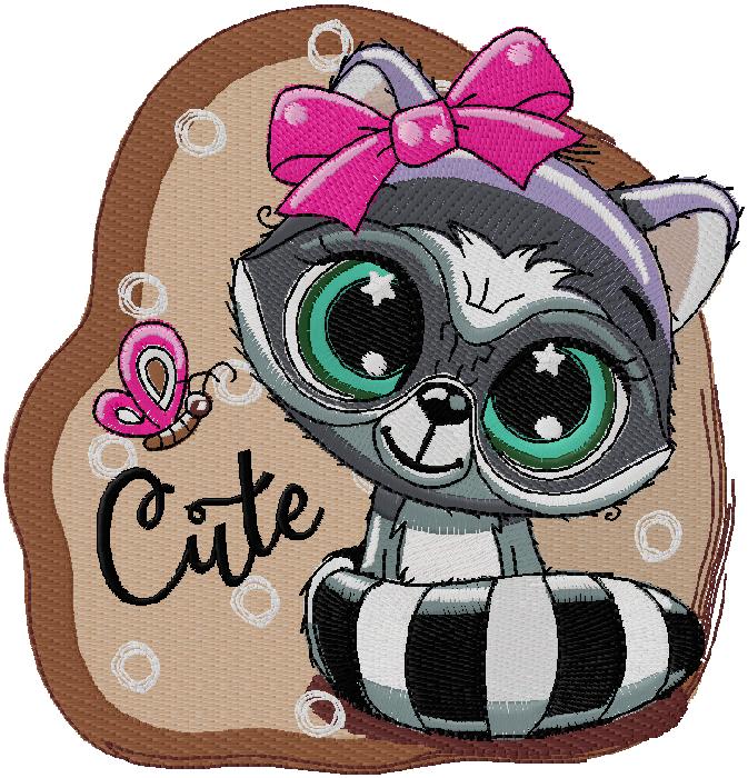 cute Racoon embroidery design