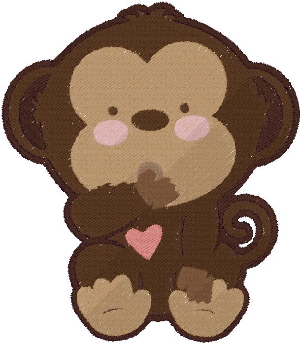 cute monkey - embroidery design