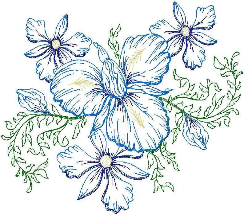 flowers machine embroidery design