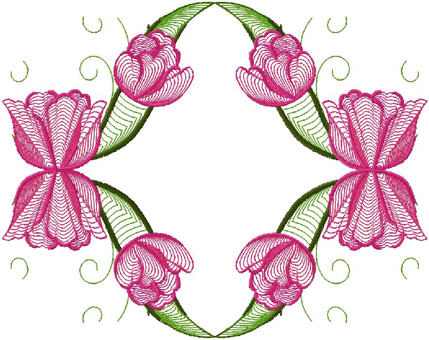 Floral machine embroidery design