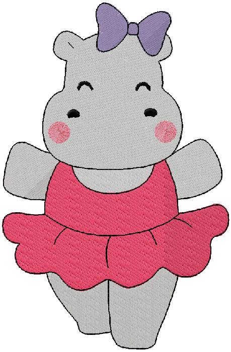 Ballerina Hippo - Embroidery design