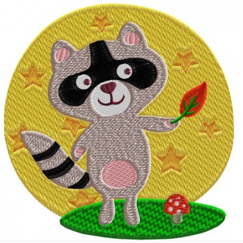 Racoon embroidery design